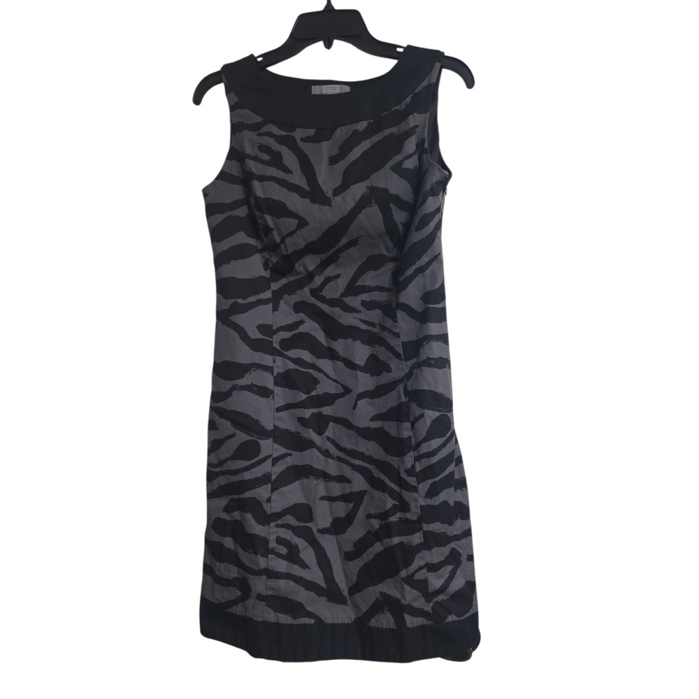 Merona Collection Womens Zebra Print Sheath Dress Grey‎ Black Sleeveless Size 6
